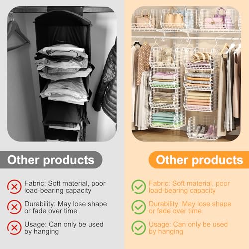 X-cosrack White 4-Tier Foldable Closet Hanging Organizer - Space Saver