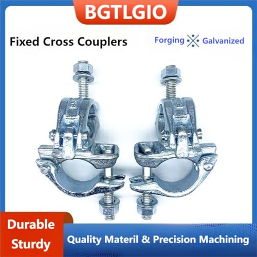 Fixed Cross Couplers for Scaffold Pipes 1.65-1.9 inch OD - 4 Pack | Heavy Duty Steel