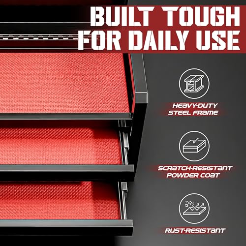 OLY-PRO 10-Inch Mini Toolbox with 2 Drawers & Top Storage - Black, Steel, Ball-Bearing Slides