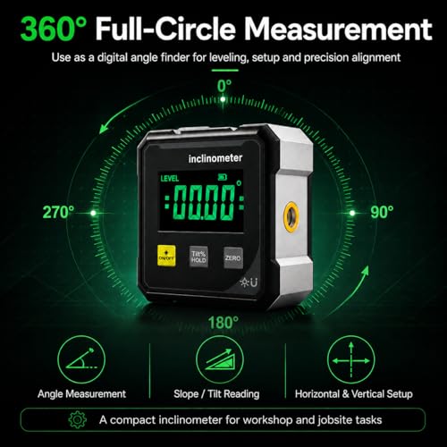 AKELOR M 4-Sided Magnetic Digital Laser Angle Finder Inclinometer