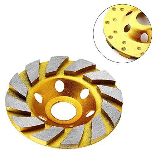 Golden Pearl 2pcs-4 Inch Concrete Stone Ceramic Turbo Diamond Grinding Cup Wheel,12 Segs Heavy Duty Angle Grinder Wheels for Angle Grinder(Yellow)