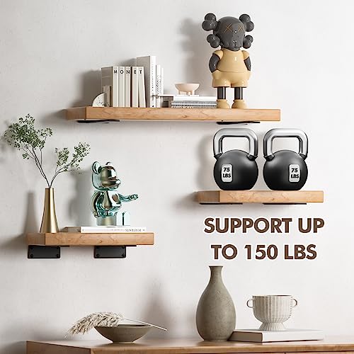 MIUGO 6 Pack Heavy Duty Metal Shelf Brackets 6-inch Black - Concealed Mounting