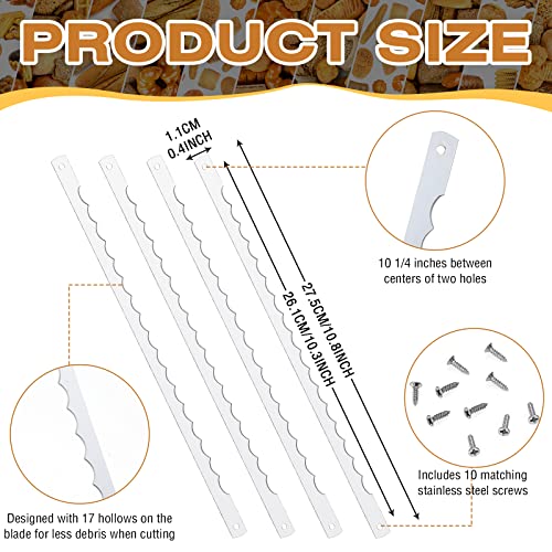 Lasnten 4 Pcs Bread Knife Blades Serrated Stainless Steel Replacement with Screws (4-pack) 10.8in