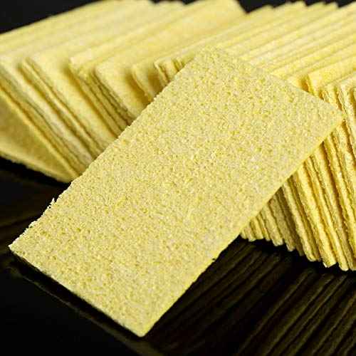 50PCS Soldering Sponge, Replacement Soldering Iron Cleaning Pads Sponge, Yellow Soldering Iron Special High Temperature Sponge