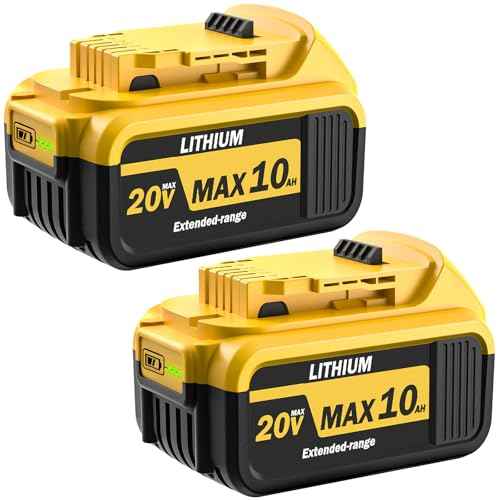 2-Pack 10000mAh Replacement for Dewalt 20V Max Battery, High-Capacity Battery Compatible with Dewalt DCB207/DCB206/DCB204/DCB203/DCB201/DCB200 Series 20V Power Tools & Chargers