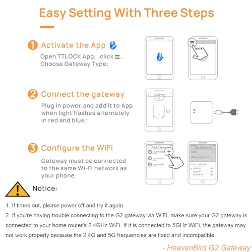 HeavenBird 2.4GHz WiFi Gateway for TTLock & DDLock Smart Door Locks