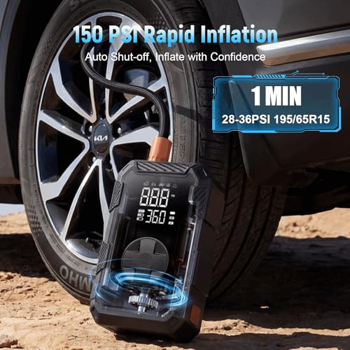 Portable Car Jump Starter with Air Compressor 4000A 150PSI Battery Pack
