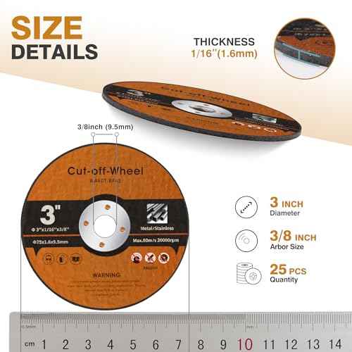 25 PCS 3 Inch Cut Off Wheels Metal and Stainless Steel Cutting Wheel for Angle Grinder 3"x1/16"x3/8"Cutting disc Die Grinder Cut Off Wheel Fits Angle Grinder Air Tool