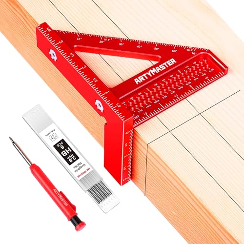 ARTYMASTER 3.8 Inch Mini 3D Multi-Angle Measuring Square with Pencil & Refills - Imperial Woodworking Tools