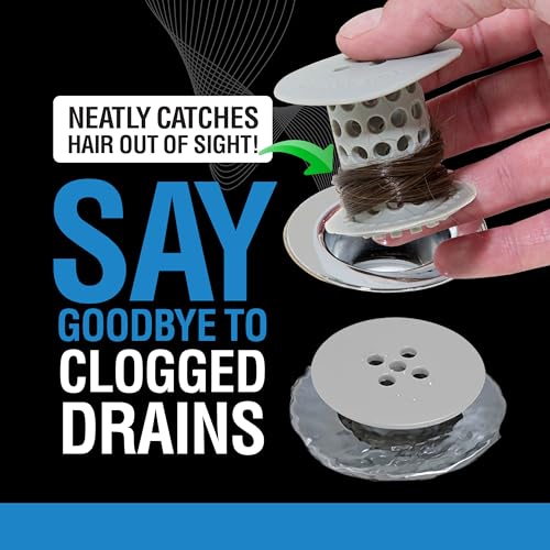 TubShroom Gray Bathtub Drain Hair Catcher - Fits 1.4-1.75 Inch Drains, Easy Clean, Clog Prevention