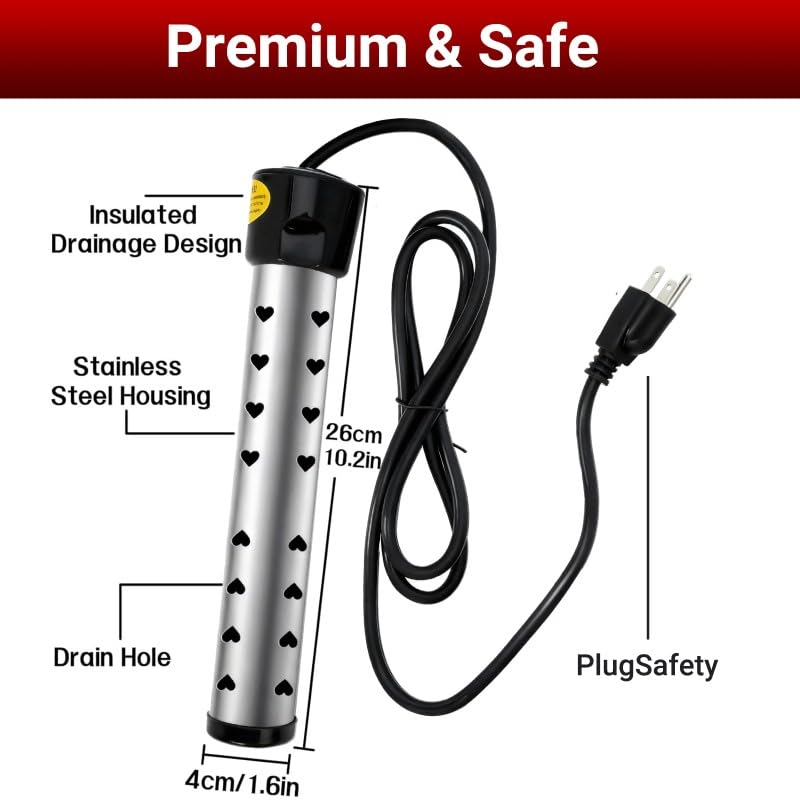 2000W Electric Water Heater with Digital Thermometer Portable Instant Hot Water