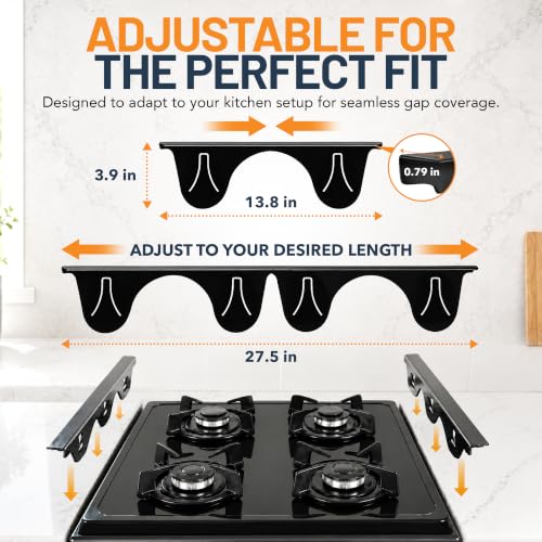 Linda’s Essentials Adjustable Stainless Steel Stove Gap Covers 13.8–27.5 in (2 Pack) Black