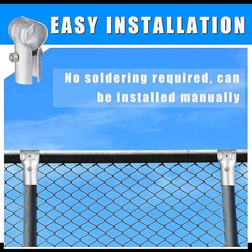 Tandefio 2 Pcs 1-3/8" Pipe Clamp Chain Link Fence T Clamp Galvanized Steel End Rail Clamp for OD Pipe, Bolts and Nuts Included