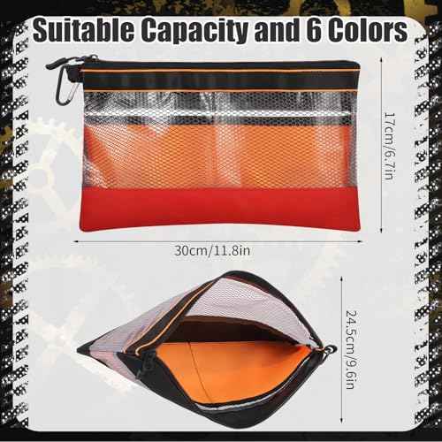 BESARME 6 Pcs 11.8" Clear Tool Pouch Tool pouch Bags Zipper tool pouch with Heavy Duty Mesh Window