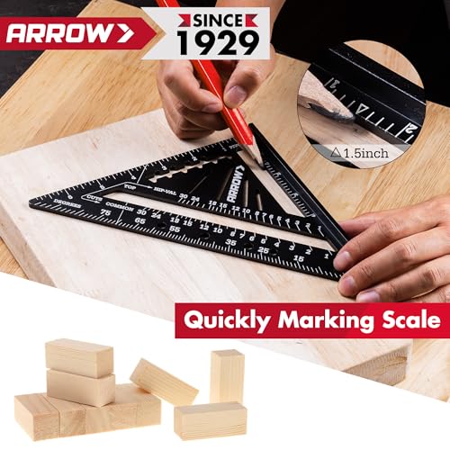 Arrow 7-Inch Aluminum Rafter Square | Carpenter/Framing Square with Laser Scales