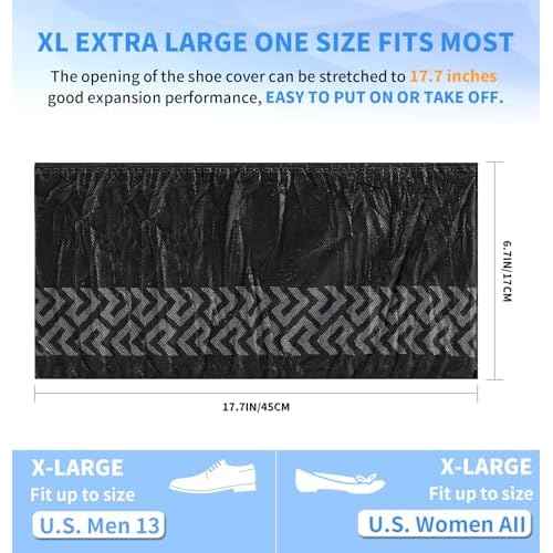 Shoe Covers Disposable Non Slip - 50 Pack (25 Pairs) X-Large Disposable Boot Covers for Indoors Outdoors Recyclable Durable Protector Stretchable Fits Up to Size 13 US Men-Black