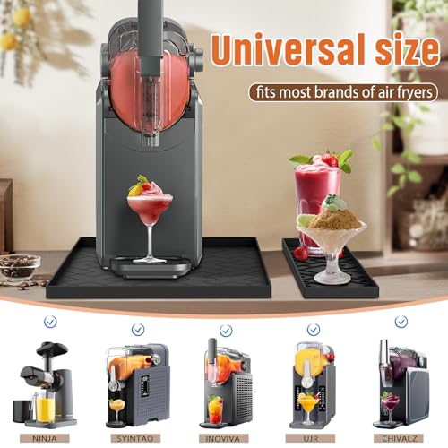 Beenxmyy Black Silicone Mat 22.5"x15" for Ninja Slushie & Creami Machines, Removable 0.7" Edge Guard