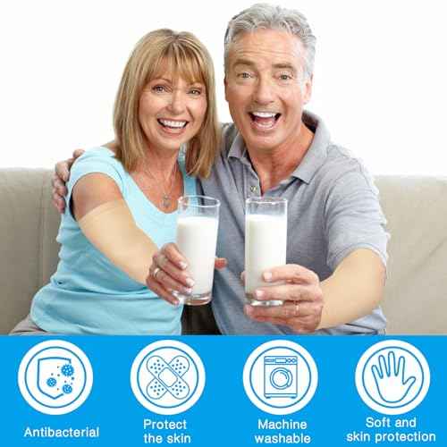 Janmercy 4 Pairs Protective Arm Sleeve for Thin Skin Elderly Skin Protector Sleeve Bruising Abrasions Arm Protection Sleeve(Nude)