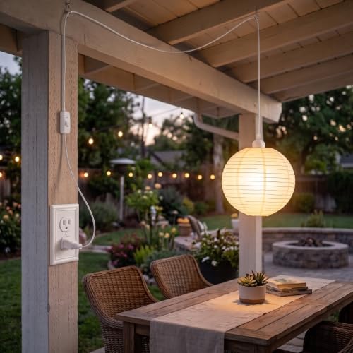 Zarnicy White 16FT Plug-in Pendant Light Cord Kit with On/Off Switch - E26/E27, 2 Pack