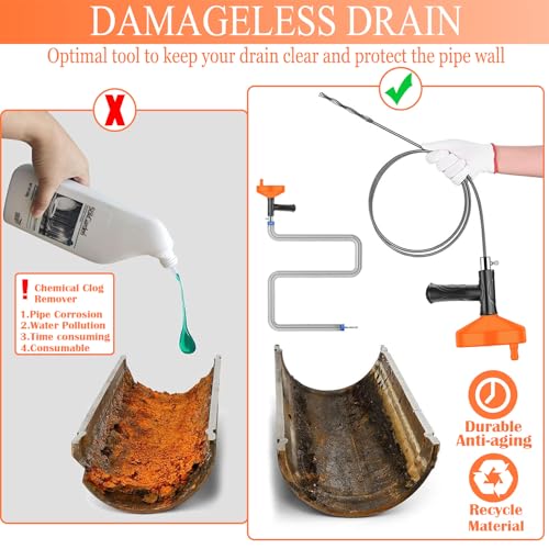 Launary 33 Feet Drain Snake Auger - Heavy Duty Plumbing Clog Remover Tool