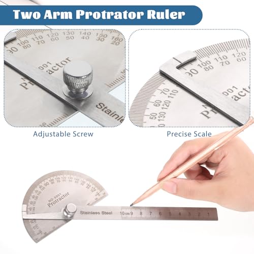 Stainless Steel Protractor Ruler 0-180° Angles 10 cm Bevel Gauge – Exircy