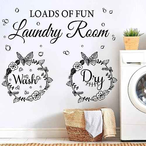 Laundry Room Wall Stickers - Today Naked Tomorrow Wash Dry Bubble Vinyl Decals Quote Art Stickers for Home