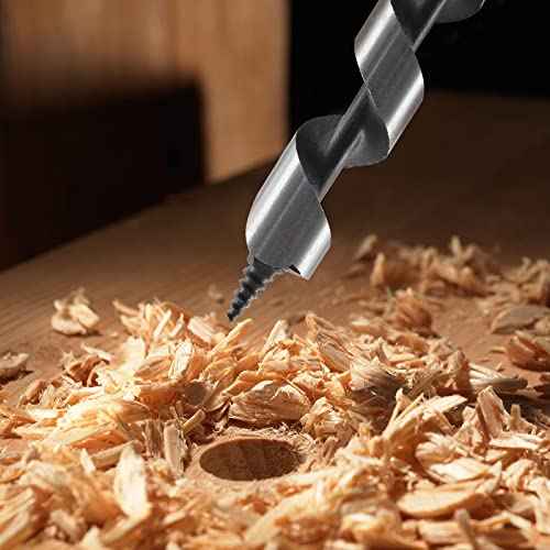 Muretnze 9/16 Inch x 12 Inch Long Auger Drill Bit for Wood, Hex Shank 3/8 Inch for Wood, Extra Long Drill Bits Brad Point Augers Drill Bits for Soft and Hard Wood, Plastic and Drywall.