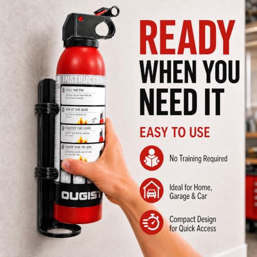 Ougist 2-Pack Small Portable Fire Extinguisher for Home & Car – ABC Chemical Powder, 1.32lb each