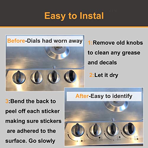 MANWU 2 Sets Black Print on Clear Stove Burner Indicator Stickers for Silver/White Cooktops – Replacements