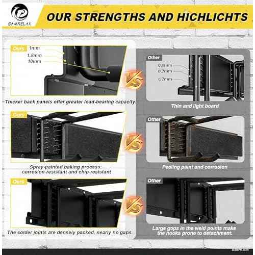 64'' Garage Tool Organizer Wall Mount, 18 PCS Adjustable Garden Tool Hanger Rack, Garage Hooks Heavy Duty, Shovel Holder Wall Mount, Storage Hooks for Hanging in Garage