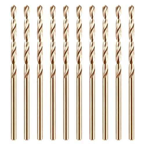 Cobalt Drill Bit Set 2mm - 10pcs, M35 Twist Drill Bits Straight Shank, 2mm High Speed Steel Drill Bits for Drilling in Hard Metal, Stainless Steel, Cast Iron