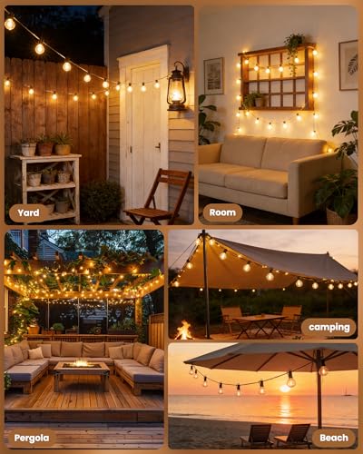 Brightown 29FT Black Outdoor String Lights G40 LED Waterproof Patio Lighting