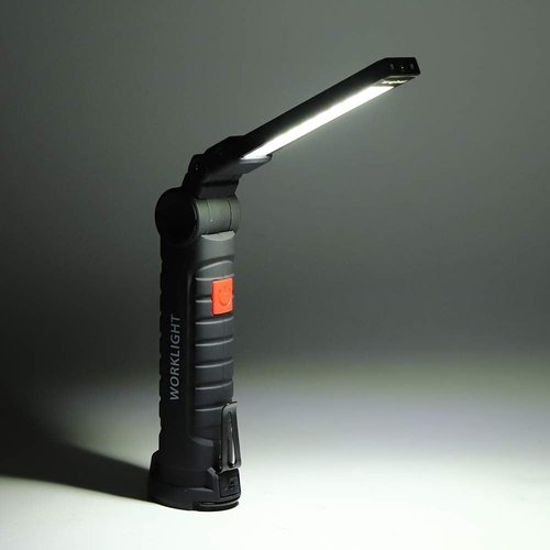 Portable LED Flashlight Torch, 5 Lighting Modes Handheld Work Light with Magnet, USB Rechargeable, 800mAh Battery for Camping, Maintenance, Emergency
