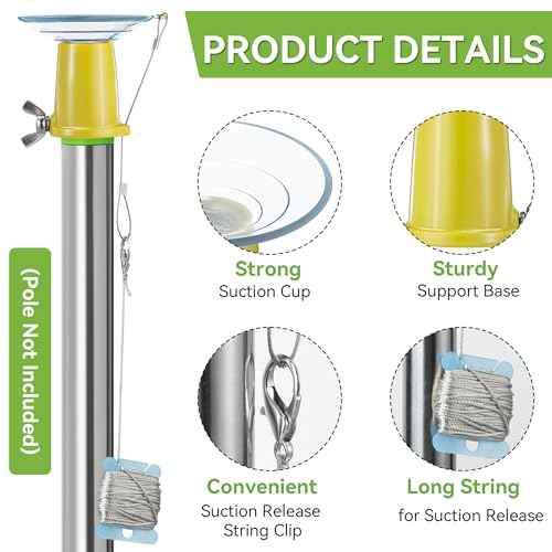 Tellingyou Light Bulb Changer for High Ceilings and Recessed Lights, Suction Cup Light Bulb Changer Compatible with Standard Threaded Extension Pole (Pole Not Included)