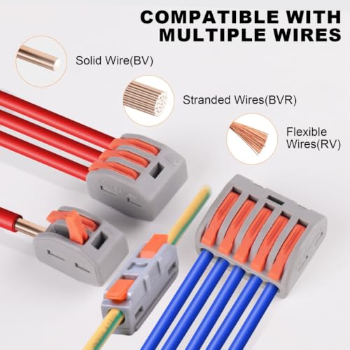 90PCS AVARBUVO Lever Wire Connectors Kit, Quick Push-In Terminal Splicing 28-12 AWG