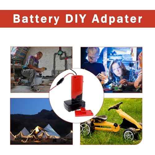 Power Wheel Adapter for Milwaukee M12 12V Battery with Fuse & Wire terminals & 14 Gauge Wire, Good Power Convertor for DIY Ride On Truck, Robotics and RC Toys