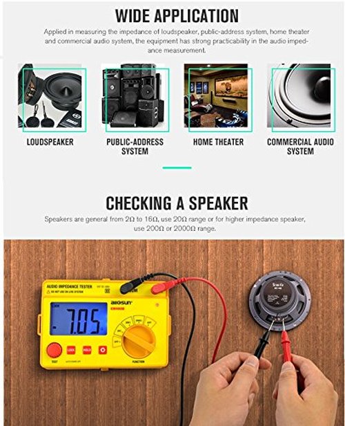 ALLOSUN - EM480B Audio Impedance Tester Digital LCD Insulation Resistance Megohmmeter Meter Tester with Bag