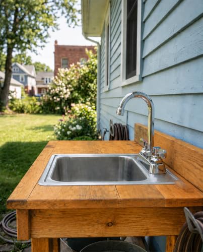 Phivan 4-Inch Center Utility Sink Faucet with 3-1/2" Gooseneck Spout Deck Mount