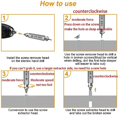 Damaged Screw Extractor Set for Removing Rusted or Broken Screws - High-Speed Steel Tools, Perfect Gift for Men & DIY Enthusiasts