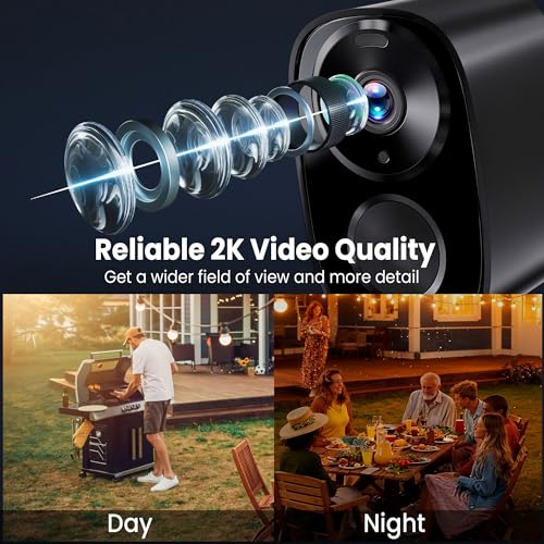 Realhide Black 2K UHD Wireless Security Camera with Full-Color Night Vision, 6-Month Battery, Dual WiFi & Cloud Storage
