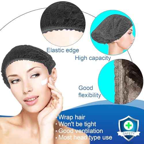 Disposable Bouffant Caps 100pcs,24inches Hair Net, Elastic Dust Cap for Food Service,Salon,Spa,Kitchen Head Cover (Black)