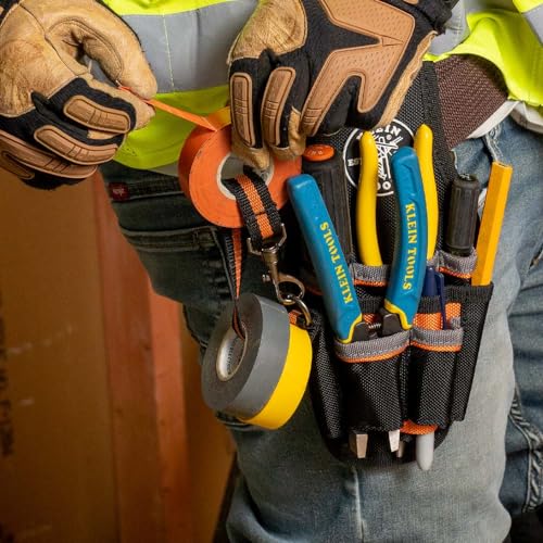 Klein Tools Small Tool Pouch for Electricians with 9 Pockets & Tape Thong - Tradesman Pro