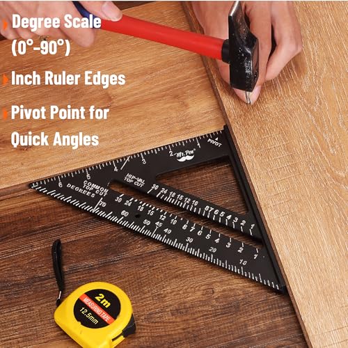 Mr. Pen- Metal Square Ruler, 7 Inch, Aluminum Rafter