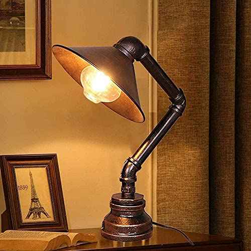 Steampunk Table Lamp, Industrial Water Pipe Lamp Retro Iron Piping Desk Lamp Vintage Nightstand Lamps for Bedroom Living Room Kitchen Caf? Dorm Pub (Not Include Bulb)