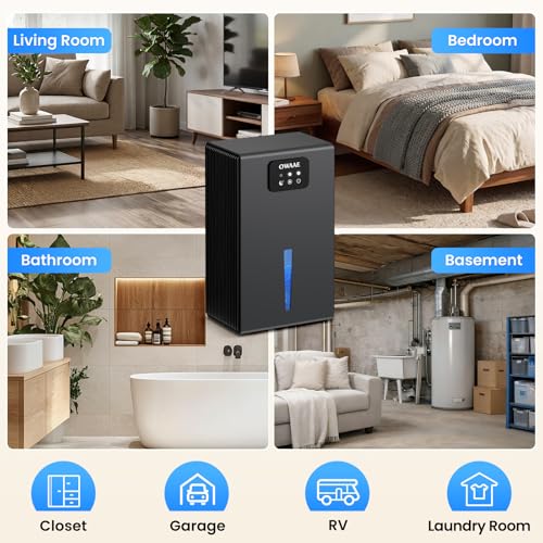 OWAAE Dehumidifier for Home 1000 Sq Ft with Auto Shutoff Sleep Mode, Grey
