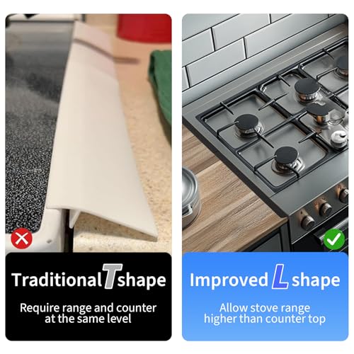 WKWWKW Stainless Steel Stove Gap Cover 13.8–27.5 in, Black, 2 Pack – L-Shape, Heat Resistant & Easy Clean