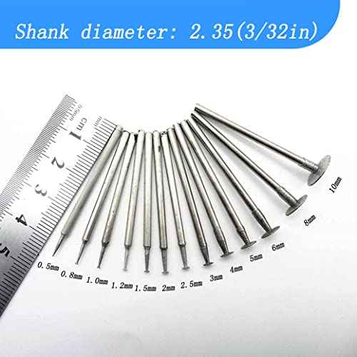 Luo ke 13 Pcs T Shape Diamond Burr - 3/32'' Shank Channel Cutting Burs Diamond Mounted Stone Carving Burr for Rotary Tools Includes Dremel