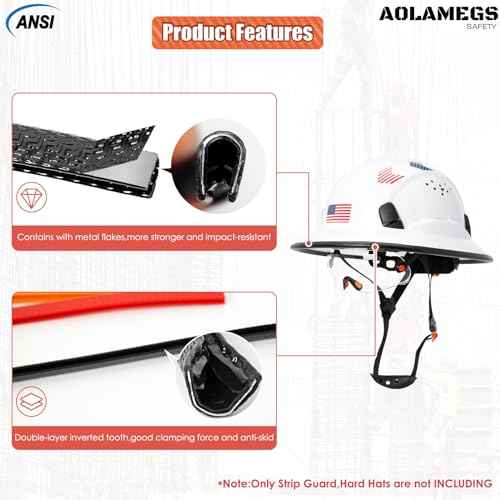 Full Brim Hard Hat Guard, Hard Hat Accessories, Strengthen Helmet Protection, 1PCS Length 36.6in, Black (Hard Hat Not Including£©