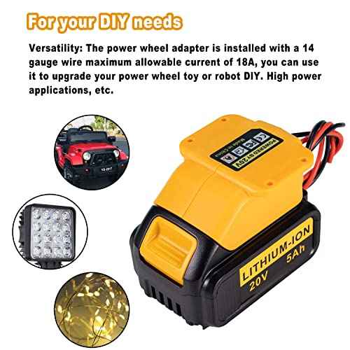 for Power Battery Adapter Wheel for Dewalt 18v-20V Battery Connector for DIY Ride On Truck, RC Toys,Robot