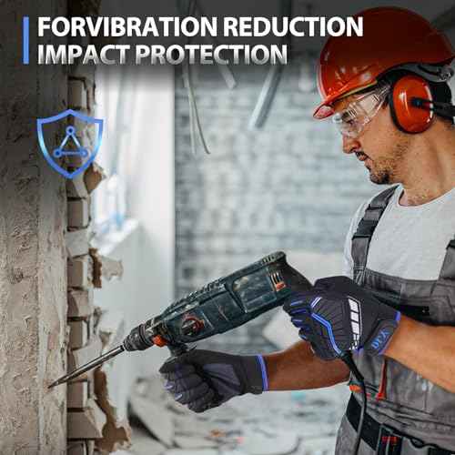 Heavy Duty Work Gloves, Impact Protection Mechanic Gloves, Synthetic Leather Work Gloves, Touchscreen Capable